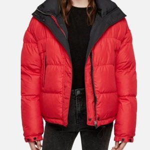 ALLSAINTS Nala Reversible Puffer Jacket in Black/Red - Size S, Great Condition
